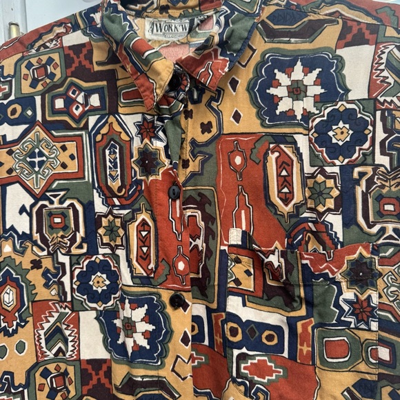 Vintage Geometric Patterned Distressed Blouse - Picture 6 of 10